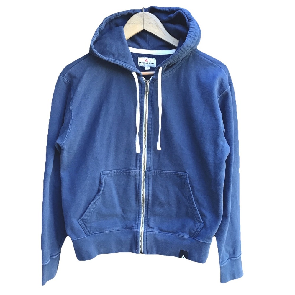 American Giant Classic Full Zip Hoodie Men's Small Blue Made in USA Heavyweight - Picture 1 of 7